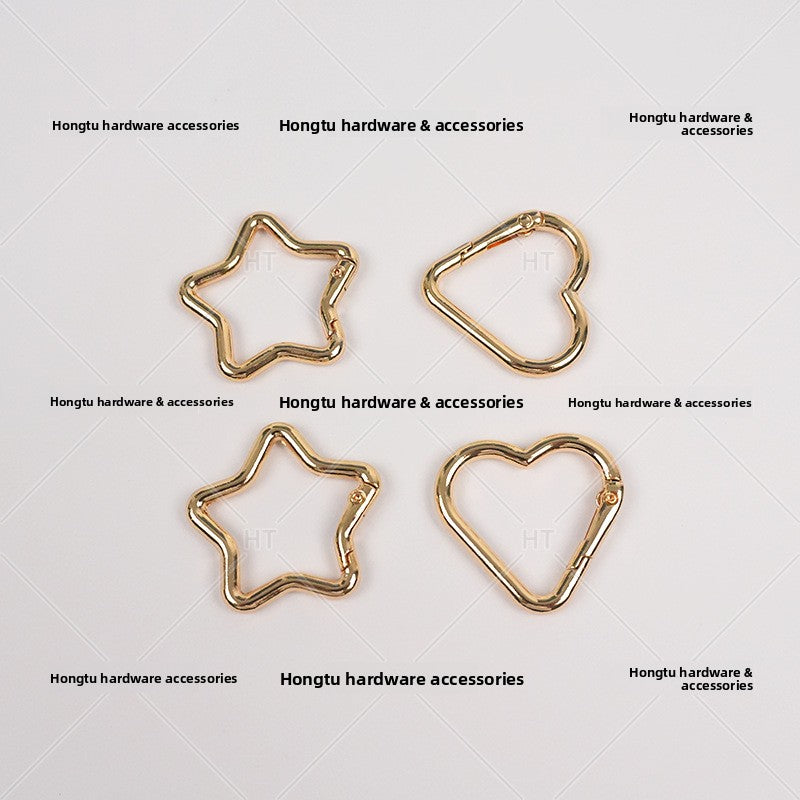 Heart & Star Open Spring Clasp - Metal Connector Ring