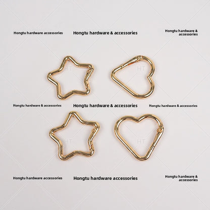 Heart & Star Open Spring Clasp - Metal Connector Ring