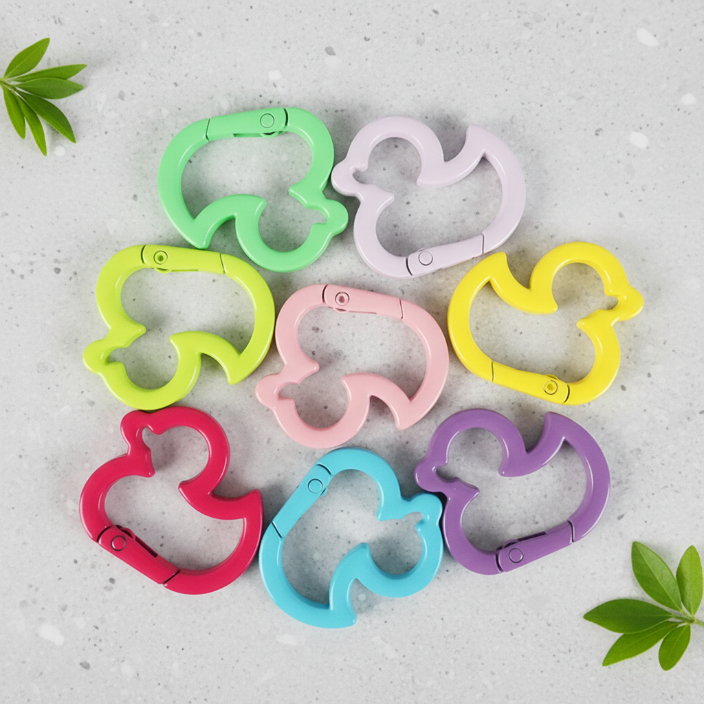 Duck Shape Alloy Carabiner Keychain - Digital Print, Lightweight