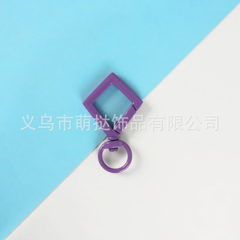 Candy-Colored Diamond Spring Buckle - Alloy Carabiner Keychain