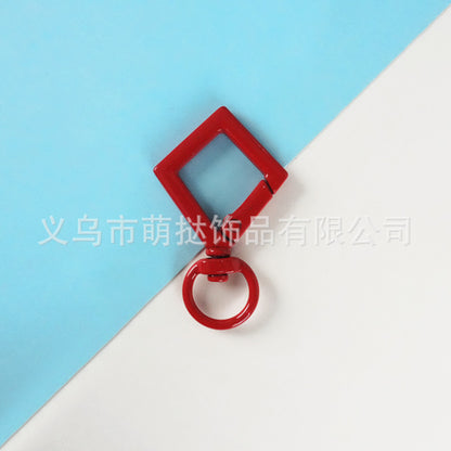 Candy-Colored Diamond Spring Buckle - Alloy Carabiner Keychain