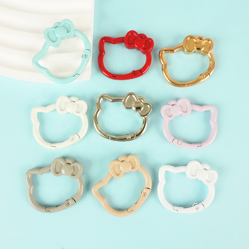 KT Cat Alloy Spring Ring Key Chain - UV Printed DIY Finding