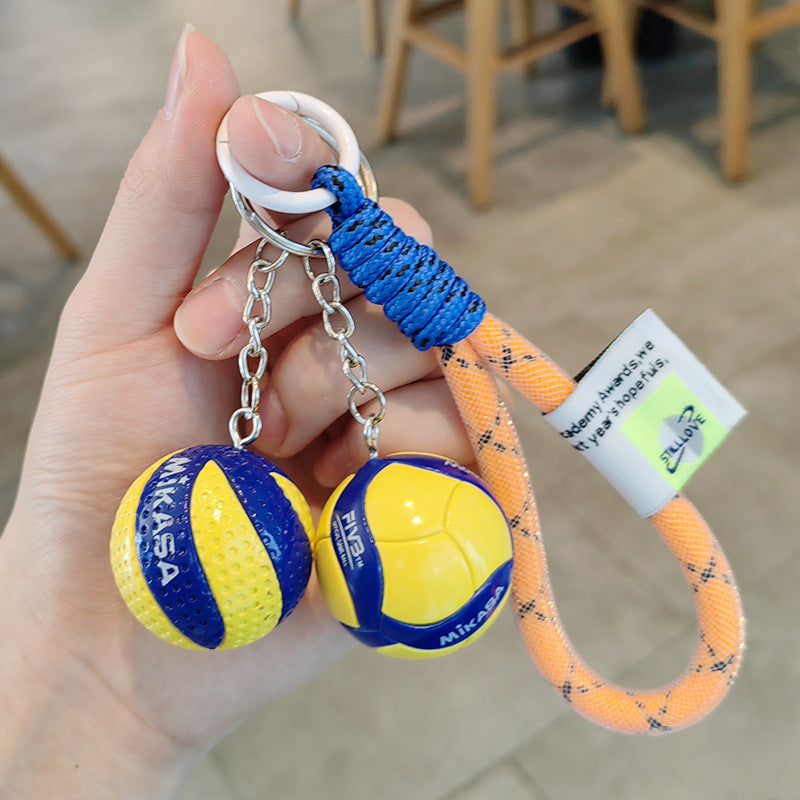 Cartoon Rubber Volleyball Keychain - Digital Print Bag Pendant