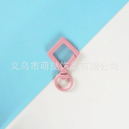Candy-Colored Diamond Spring Buckle - Alloy Carabiner Keychain