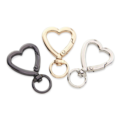 Heart-Shaped Spring Clip Snap Hook - Metal Hardware