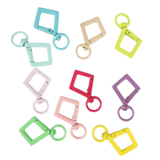 Candy-Colored Diamond Spring Buckle - Alloy Carabiner Keychain